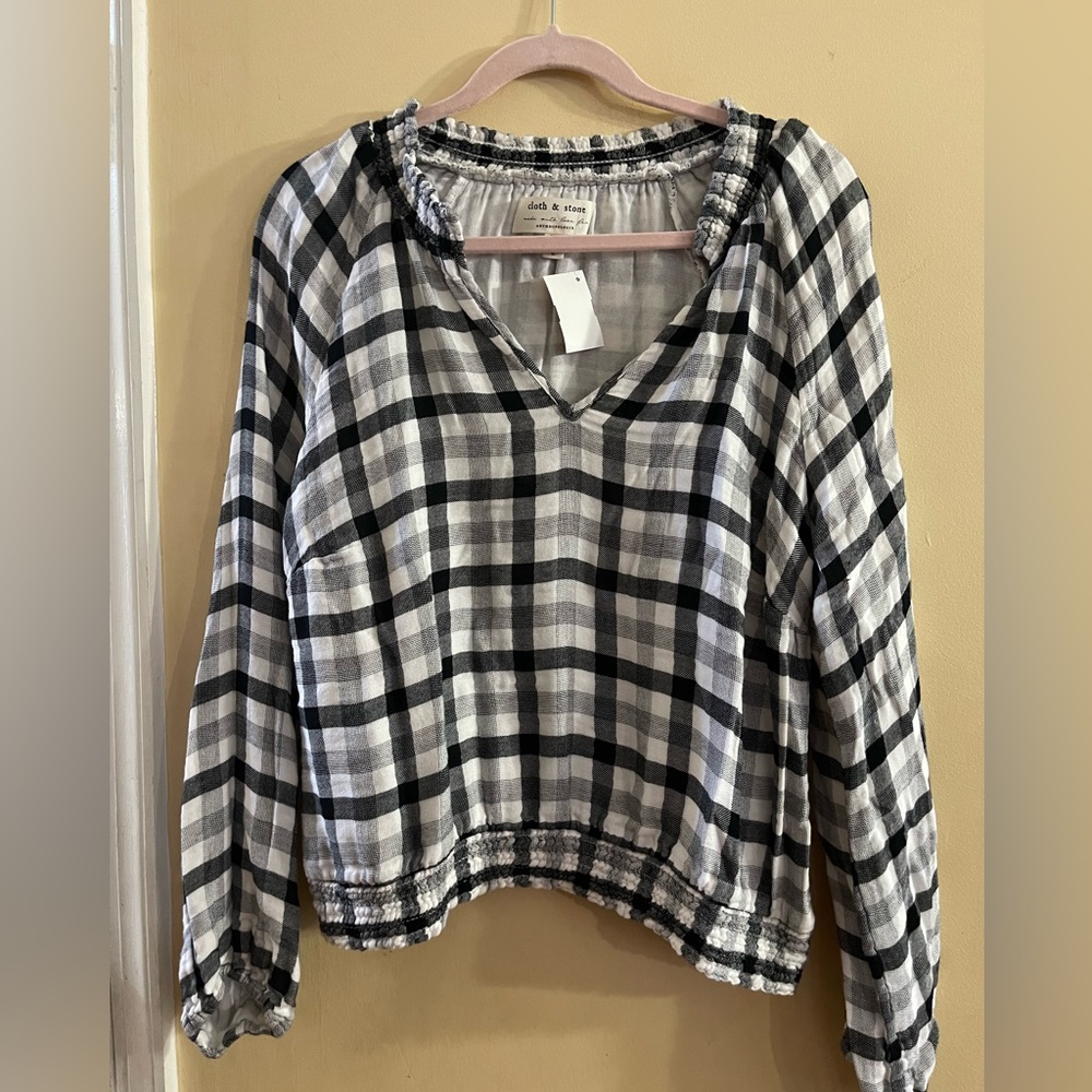 Cloth & Stone for Anthropologie Sara gingham flannel blouse